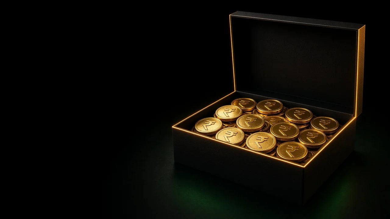 Gift box with gold coins
